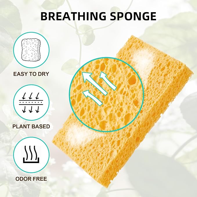 JOYMOOP Dish Sponge Scrubber, Cellulose Sponges Kitchen for Non-Scratch Washing Dishes, Household Cleaning Scrub Natural Sponge, Pack of 24 Colorful Sponges