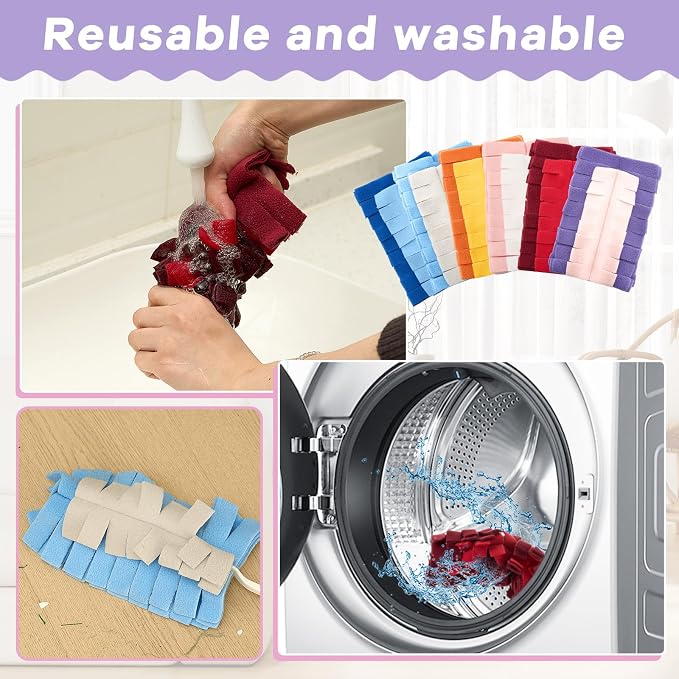 Zubebe 12 Pcs Reusable Duster Refills Fleece,Colorful | Soft Polyester Fiber Flat Duster Refill Multi Surface Washable Cleaning Pad Tools for Home, Blinds, Car, Pet, Furniture, Fans