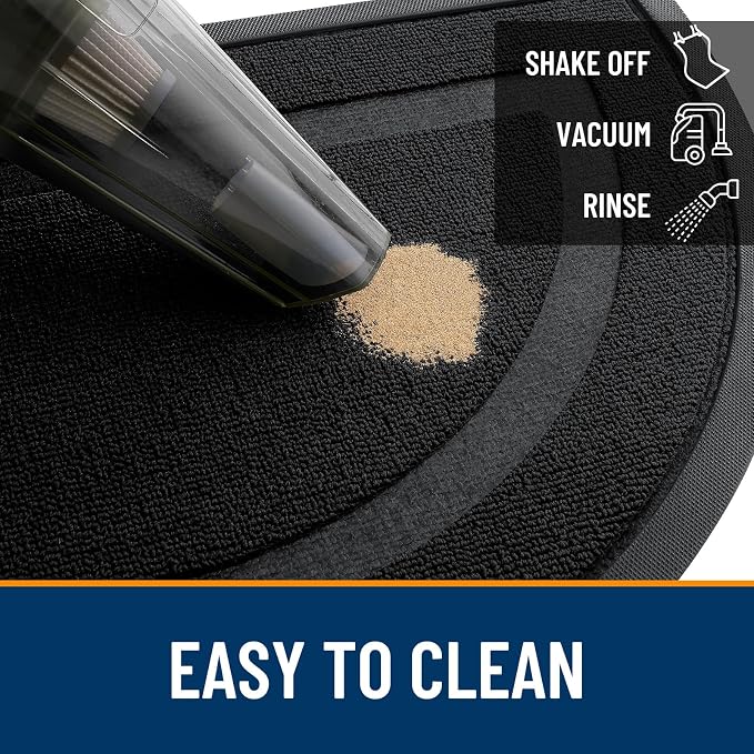 OLANLY Half Circle Front Door Mat Outside 71x23 All-Season Rubber Doormat | Jet Black, Absorbent, Heavy-Duty, Stain Fade Resistant, Waterproof Non-Slip Backing, Low-Profile Indoor Outdoor Entryway Mat