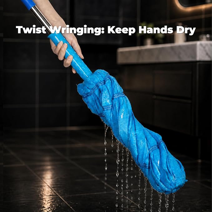 EaseYourDay Self-Wringing Twist Mop, Microfiber Floor Mop with 2 Heads