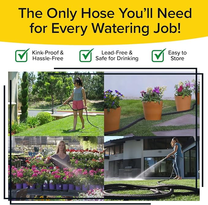 Pocket Hose 50 FT Silver Bullet 2.0 Hose, Turbo Shot Nozzle, Kink-Free | Expandable Water Hose with Turbo Shot Nozzle, Flexible Garden Hose, Kink-Free, Leak-Proof & Lightweight