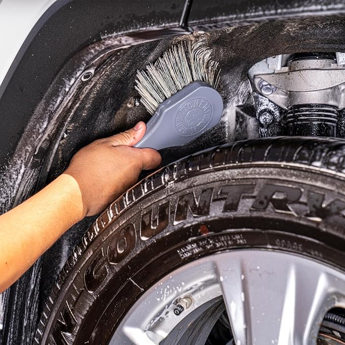 Chemical Guys, Wheel Works Medium Duty Wheel & Body Detailing Brush, Gray | Soft, scratch-free bristles clean wheels, bodywork, bumpers and tight areas, with a long comfortable handle