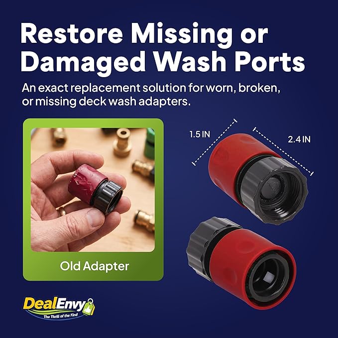 Quick Connect Deck Wash Adapter, Fits Husqvarna & Cub Cadet, Red, 1-Pack | Also compatible with Troy-Bilt, Craftsman & John Deere. Cross-refs 921-04041, 416405, GX22425. OEM-style, no tools needed.