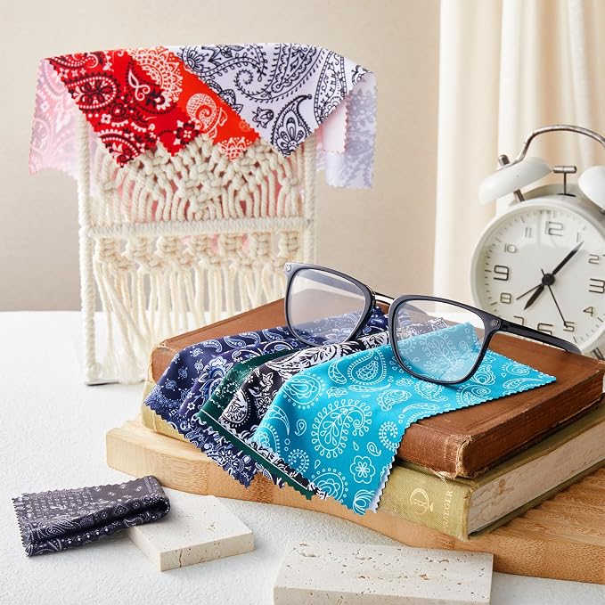 Copkim 24 Pcs 6 x 6 Inch Glasses Cleaning Cloth,Mandala | Elegant Flowers Design, Mandala Multicolor Microfiber Lens Wipe, Reusable Eyeglasses Wipe, Camera Len Cell Phone Screens