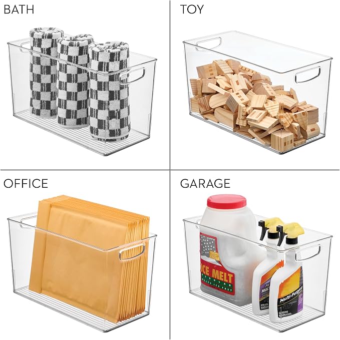 iDesign Pantry Bin with Handles, Clear | Kitchen Storage, For Cabinets, For Pantry, For Fridge