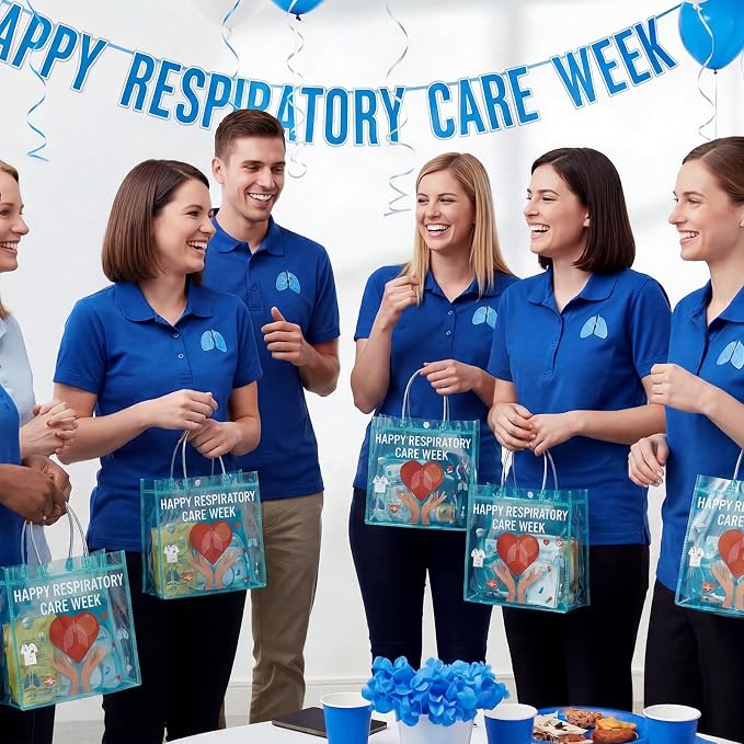 FunooFuno 20 Pcs Respiratory Care Week Appreciation Gift Bags with Handles Respiratory Therapist Clear PVC Bags RT Appreciation Reusable Plastic Gifts for Social Worker Volunteer Doctor Nurse Coworker