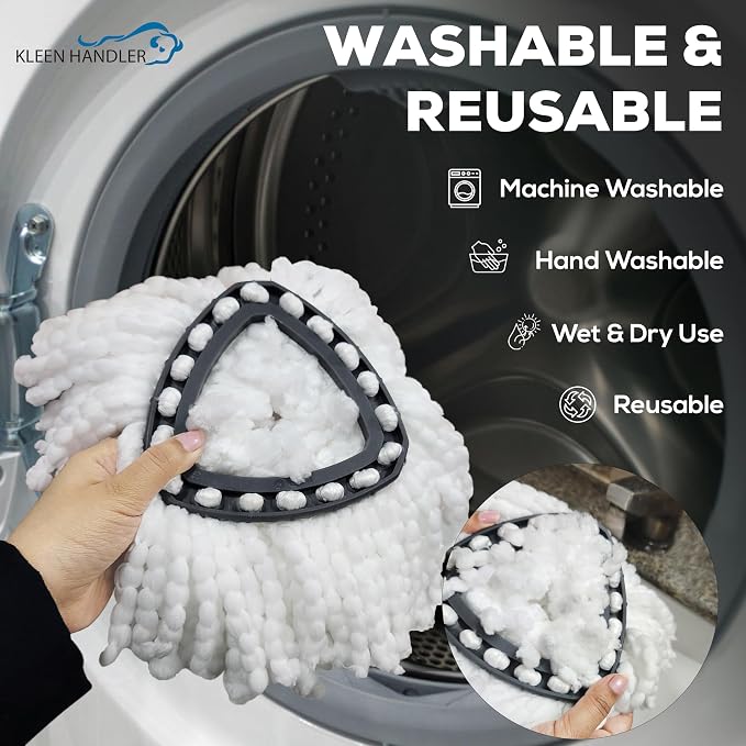 KLEEN HANDLER Microfiber Spin Mop Head Replacement, White 24 Pack | Compatible with O-Cedar EasyWring Tank 1 System, Highly Absorbent Machine Washable Mop Refill Household Cleaning Supplies