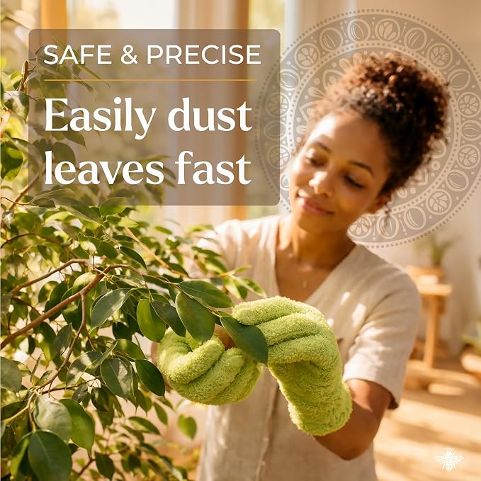 Microfiber Dusting Gloves for Plants, Premium Leaf Cleaning Gloves for Houseplants - Reusable, Lint Free