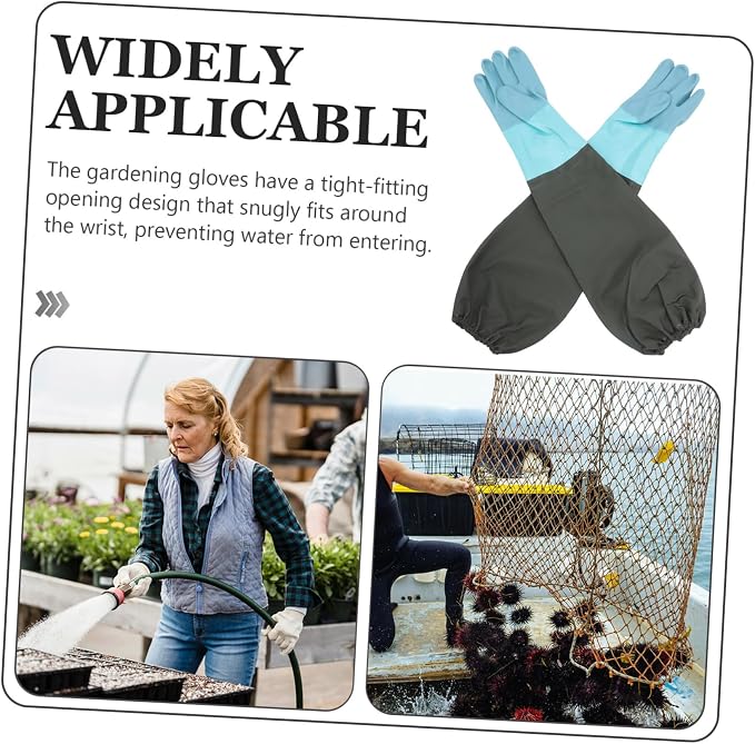 Luxshiny Waterproof Long Rubber Gloves for Cleaning Elbow Length Heavy Duty Work Gloves Sturdy Gardening Extended Cuff for Kitchen and Household Use