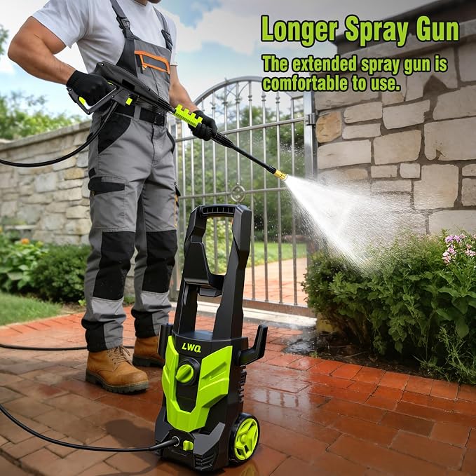 Pressure Washer, Portable Power Washer, 4 Quick Connect Nozzles, High Pressure Cleaning Machine for Car Fence Driveway Patio Washing and More(Light Green)