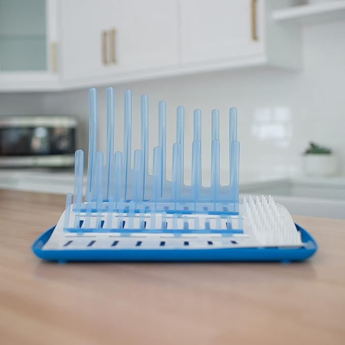 Dr. Brown's Baby Bottle Cleaning Brush with Sponge and Scrubber - Blue - 3pk and Universal Baby Bottle and Accessory Drying Rack