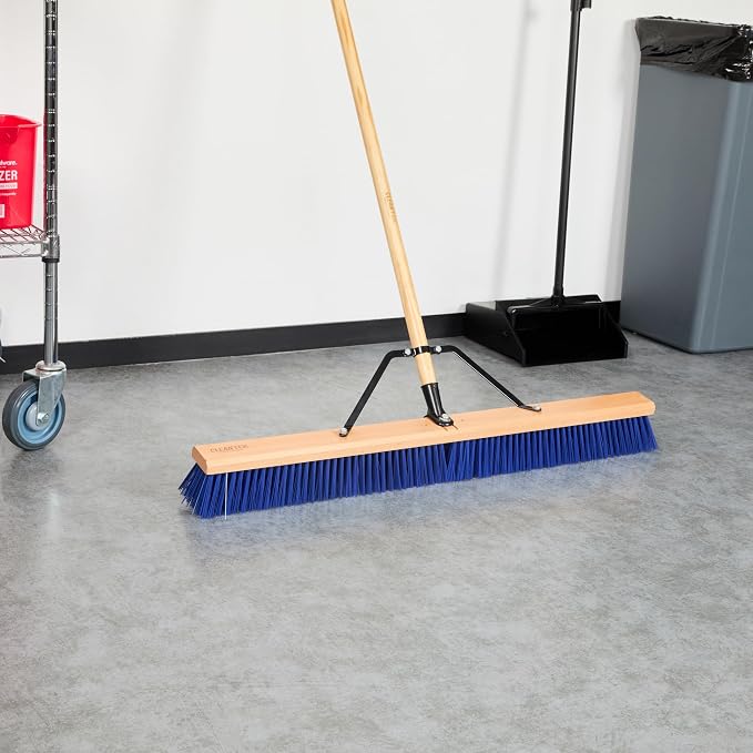Restaurantware-BROOM HEAD ONLY: Clean Tek Professional 36-Inch Broom Head, 1 Heavy-Duty Push Cleaning Tool - Handle And Brace Sold Separately, Heavy Plastic Bristles, Wooden, Commercial Use