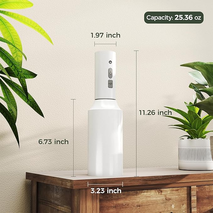 Bamworld Battery Powered Sprayer Rechargeable Electric Spray Bottle 750ml | Continuous Mist Sprayer for Plants Cleaning Hairstyling Gardening USB Fast Charging Indoor Outdoor Use Hands-Free white