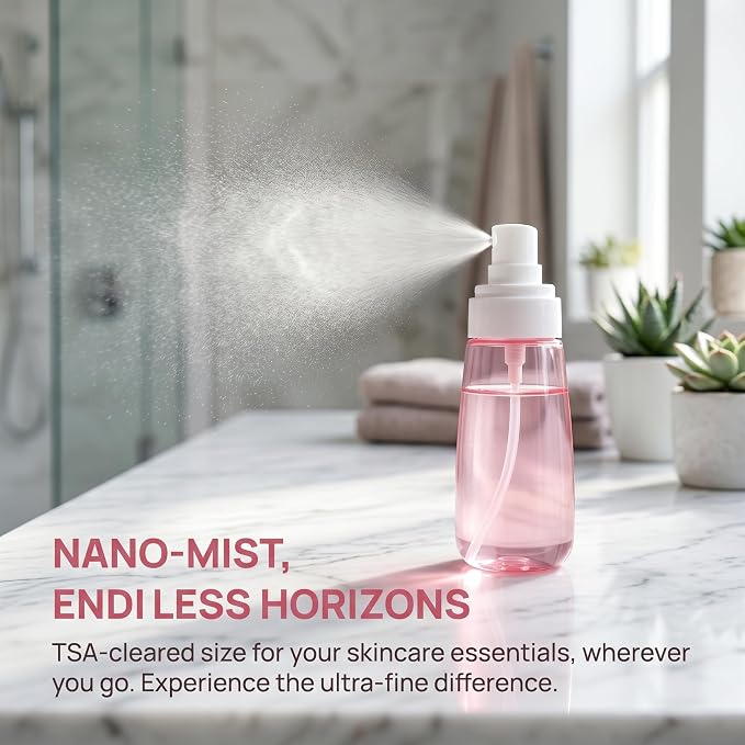 Spray Bottle Travel Size,100ml/3oz Fine Mist Hairspray Bottle for Essential Oils, Empty Airless Makeup Face Spray Bottle Clear Refillable Travel Containers for Cosmetic Skincare Perfume (3pcs)