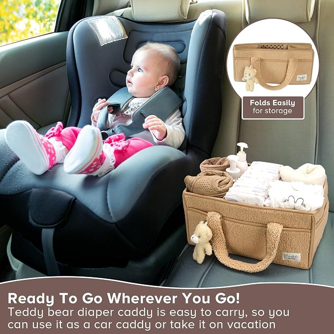 Diaper Caddy Organizer for Changing Table, Storage Basket for Wipes, Gift for Baby Shower, Car Organizer, Nursery Organizer, Portable Storage