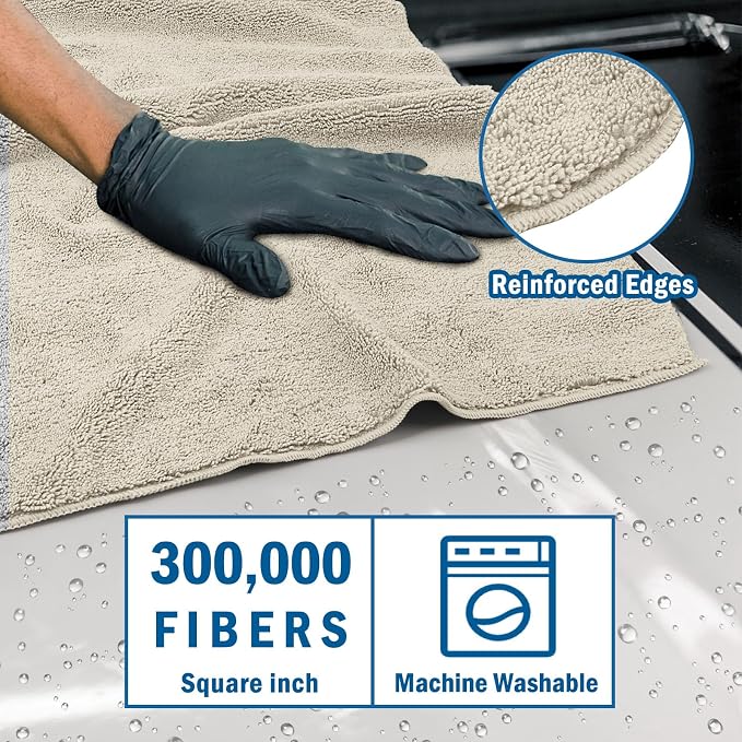 HOMEXCEL Professional Large Microfiber Car Drying Towels 2 Pack, 31" x 24" | Highly Absorbent, Lint Free, Scratch Free, Fast Drying, Absorbent Microfiber Towel for Cars SUVs RVs Trucks Boats, Brown