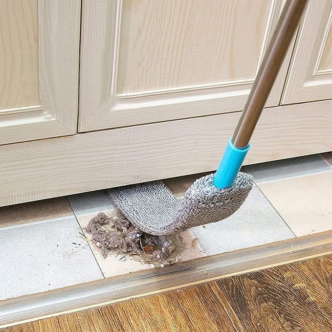 Retractable Gap Dust Cleaner Under Appliance Microfiber Duster Dust Brush with Extension Pole (36 to 49 inches) Cleaning Duster for Bed High Ceilings Furniture Bottom Household Gap Duster Gray