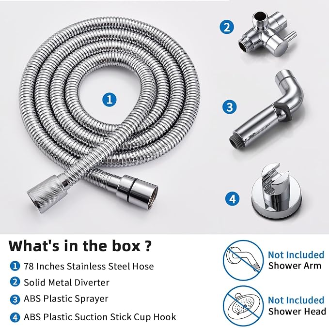 G-Promise Dog Shower Attachment with Flow Control | High Pressure, with Flow Control Lever, Extra Long Hose, Easy to Install, No-Drill Hook Mount