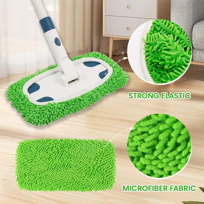 Sweeper Mop System with 3 Reusable Microfiber Mop Pads | Dry and Wet Multi Surface Floor Cleaner, Includes 1 Mop + 3 Washable Refills for Hardwood, Tile, and Laminate Floor Cleaning