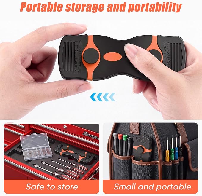 2 Pack Double-Ended Razor Blade Scraper, 30 Blades (Orange) | Multi-Purpose Tool for Glass, Cooktop, Sticker Removal, Paint & Gum Cleaning
