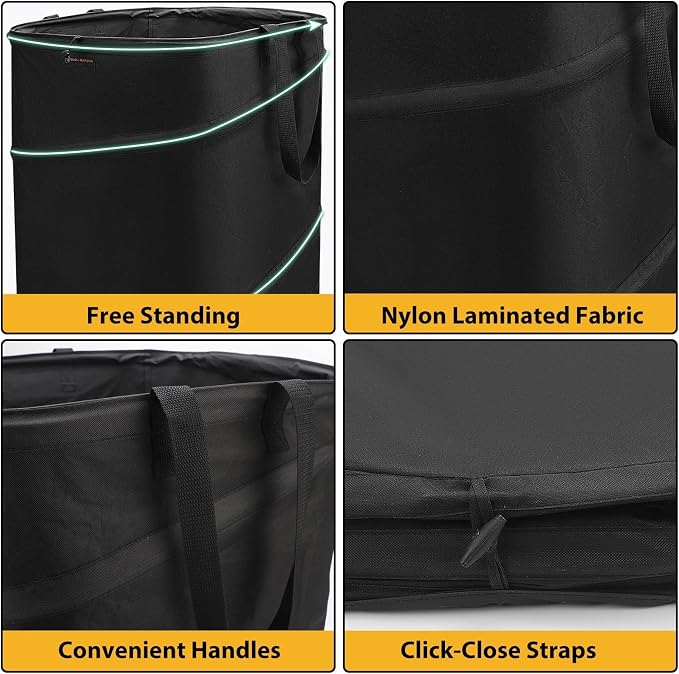 YUDI & GARDEN 46 Gallon Square Collapsible Yard Waste Bin | Collapsible Trash Can for Collecting Weeds, Leaf, Yard and Party Waste