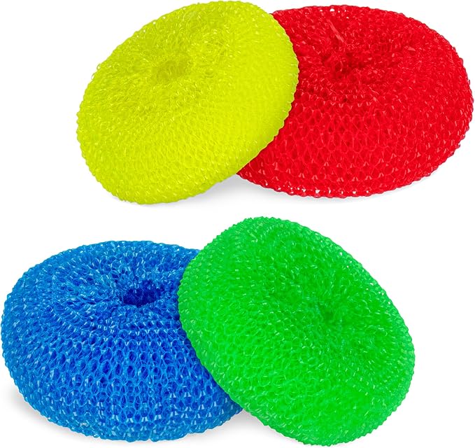 DecorRack 12 Mesh Scourers, Non-Scratch Plastic Scrubbers (12 Pack)