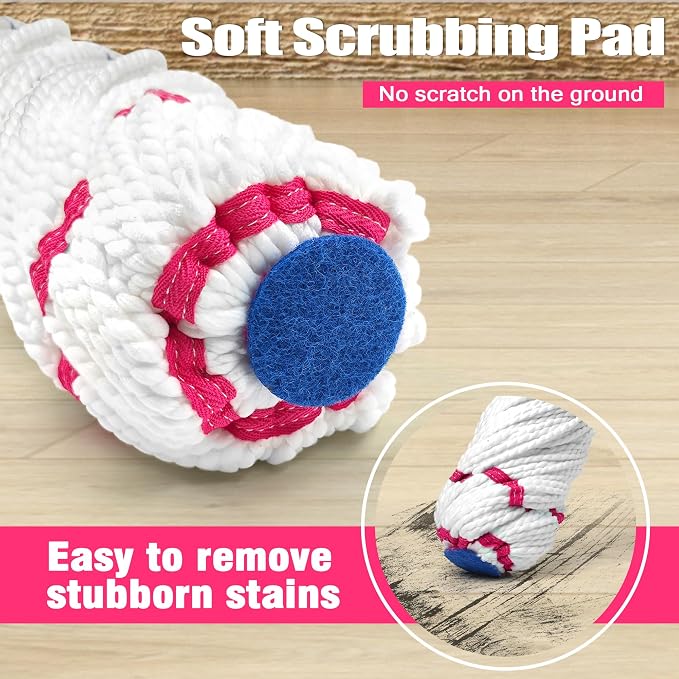 NEWE Self Wringing Twist Mop for Floor Cleaning, Upgraded 18-inch Wide Microfiber Mops, 55 Inches Long Handle Wet Dry Kitchen Easy Squeeze String Mop for Wood, Hardwood, Tile, Marble (Red)