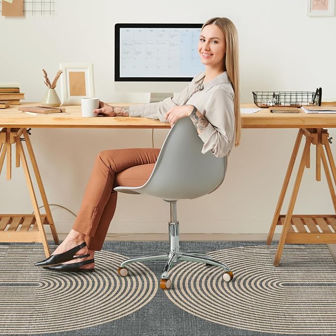 Office Chair Mat for Hardwood Floor&Tile Floor,48"X 60"-Geo Grey | Heavy Duty Desk Chair Mat for Hard Floors,Under Desk Rug for Rolling Computer Chair,Anti Slip,Low Pile Carpet Floor