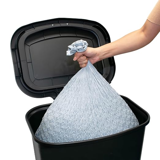 Glad Premium Trash Can with Clorox Odor Protection, 20 Gallon, Black | Plastic Kitchen Waste Bin | Hands Free with Stainless Steel Foot Pedal and Garbage Bag Rings