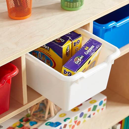 ECR4Kids Scoop Front Storage Bin, Multipurpose Organization, Assorted, 5-Piece | Durable plastic, GREENGUARD Gold Certified, 1.2 gallon capacity, lightweight & nestable, built-in handle, classroom/home use