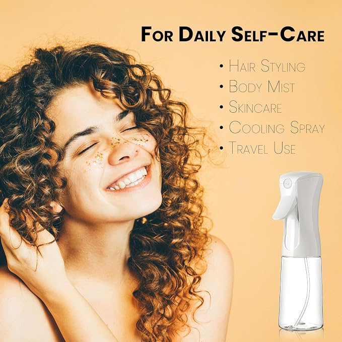 Mistifi Spray Plastic Bottle for Hair, Ultra Fine Mist, Water Mister for Hairstyling, Cleaning, Plants, Pets 17oz/500ml, Clear bottle (set of 2)