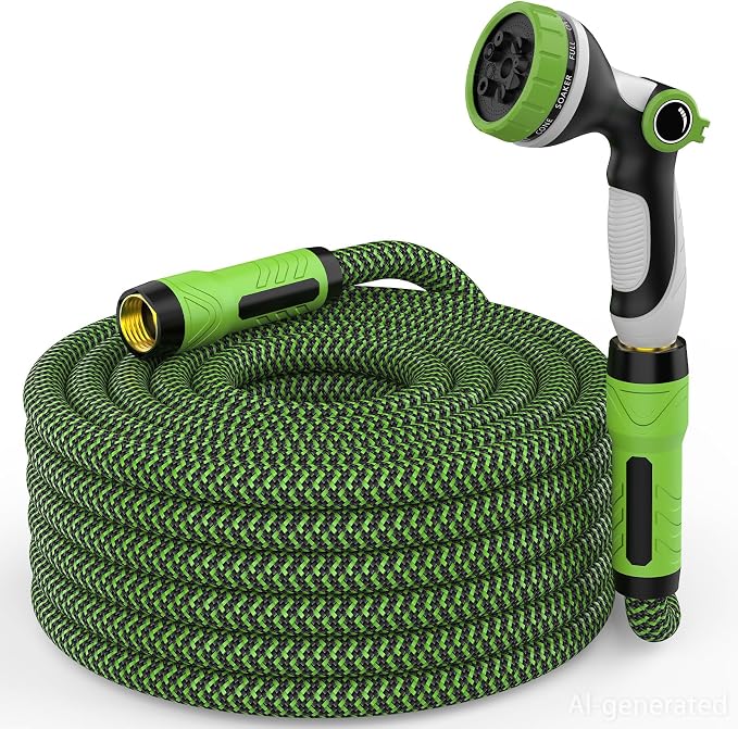 NON-EXPANDABLE Garden Hose 25 FT x5/8'' with 10-Function Sprayer | Flexible Hose 25 ft Lightweight, No Kinks Leak Proof Durable Fabric Skin, Water Hose 25FT for Yard, Outdoor
