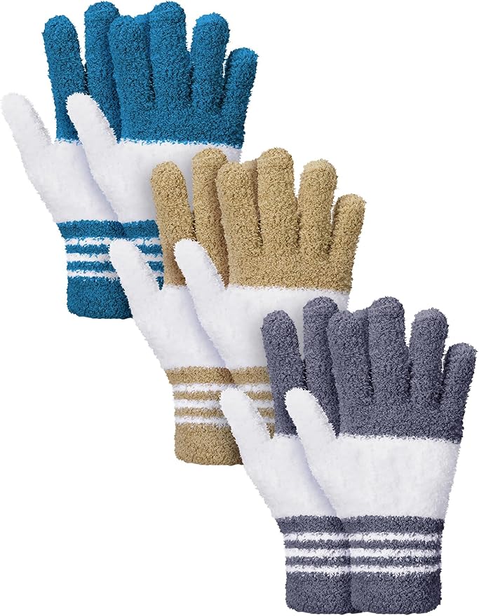 Patelai 3 Pairs Microfiber Dusting Gloves for Plants Leaf, Medium | Dark Blue, Gray, Khaki, White,Plant Cleaning Gloves, Reusable Washable Gloves,House Furniture Blinds Dusting