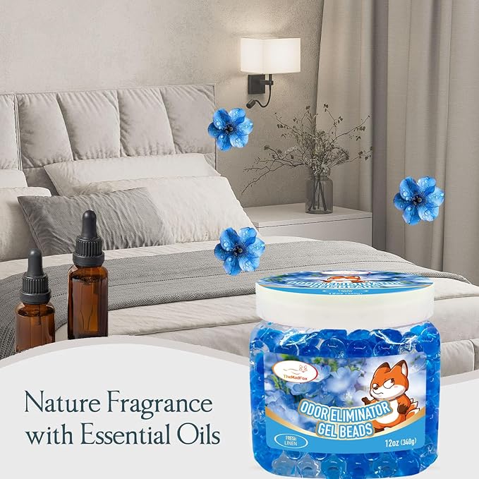 6 Pack Odor Eliminator Gel Beads, 12 oz, Scented Gel Air Freshener, Pet Odor Eliminator for Bathroom, Closet, Pet Area & RVs, Lasts 90 Days for Improved Home Fragrance, Fresh Linen