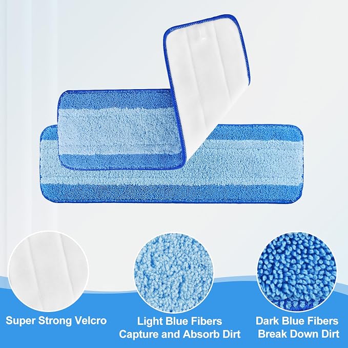 4 Pack Mop Replacement Pads Compatible with Bona Mop,Microfiber Cleaning Pad for Bona,18 Inch Wet & Dry Mop Pads for Hardwood Tile Laminate Floor Cleaning,Reusable & Washable