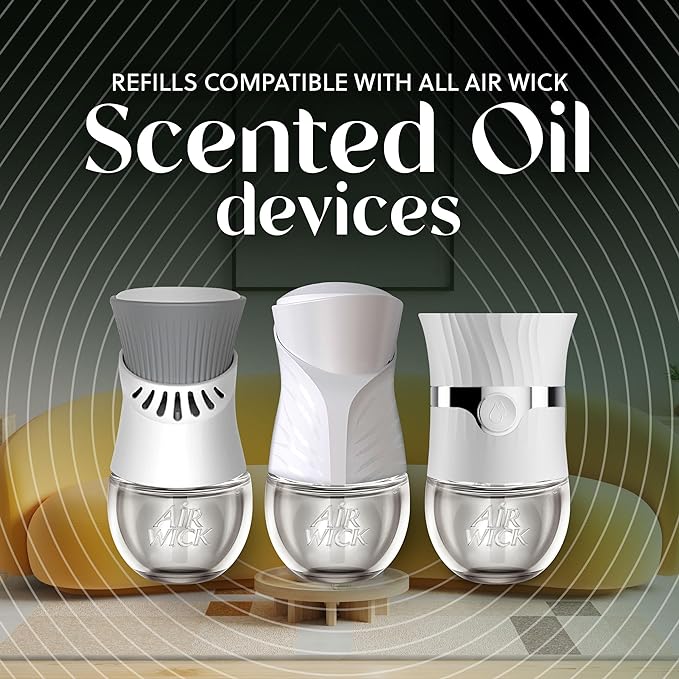 Air Wick Plug In Scented Oil Refills, White Gardenia+Plumeria, Air Fresheners for Home Long Lasting, Room Fresheners,Air Freshener Plug In, Essential Oils, Home Essentials for Small&Large Spaces,5 ct