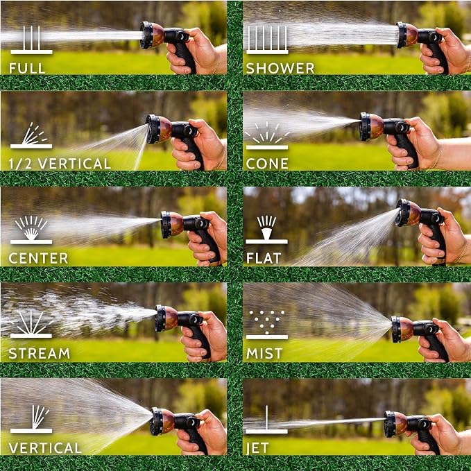 50ft Expandable Garden Hose Flexibility,Lightweight,Flexible, No-Kink | Retractable Water Hose with 10-Function Spray Nozzle,3/4" Solid Brass Fittings,3750D Fabric,Latex Core,durable Leak-Proof