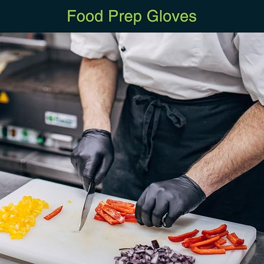 Black Nitrile Disposable Gloves X-Small, 100 Count - Powder-Free Latex-Free Rubber Gloves for Cooking, BBQ, Food Handling, Tattoo, Cleaning, and Household Use - Textured Fingertips for Better Grip