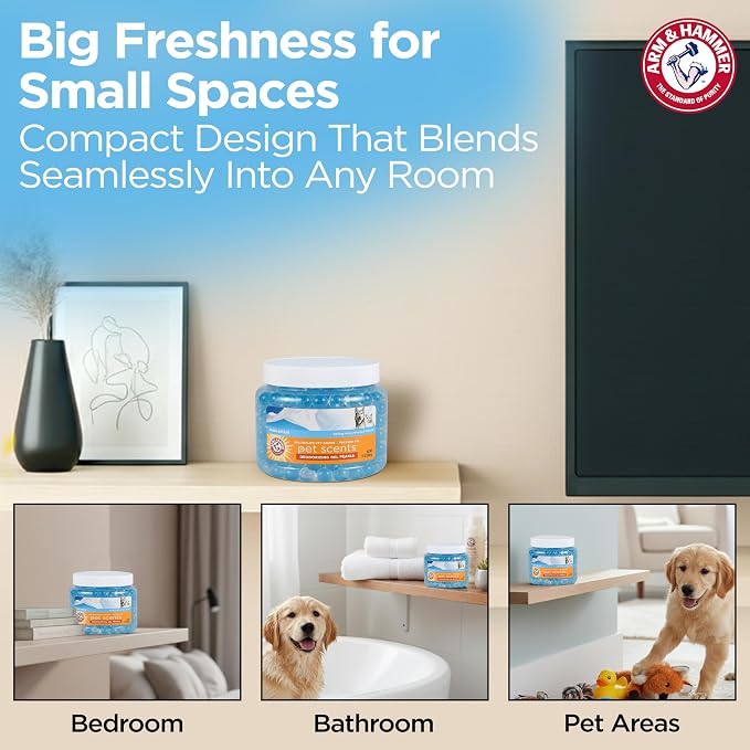 Arm & Hammer Pet Scents Deodorizing Gel Beads, Fresh Breeze, 12 Oz | Long-lasting odor control for rooms, closets, and small spaces, no plug-in or spray needed