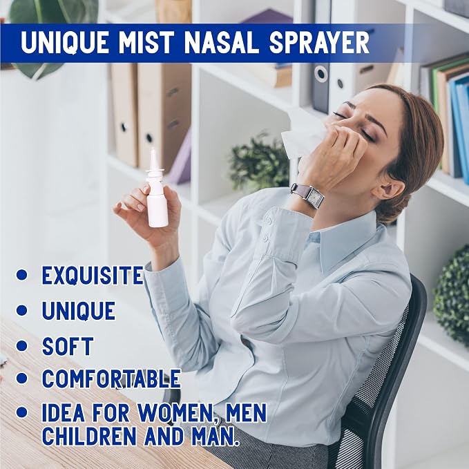 JULLY! 3-Pack 20ML Unique Mist Nasal Spray Bottle – Refillable Pump Sprayer for Nose, Durable HDPE Plastic, Leak-Proof Travel Size for Saline, Personal Care & Home Use, Easy-to-Use Dosage Mechanism