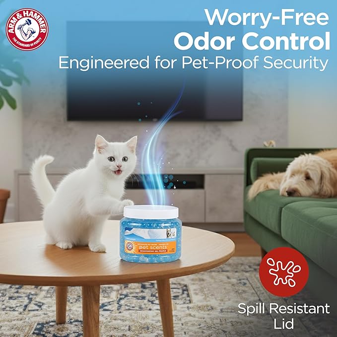 Arm & Hammer Pet Scents Deodorizing Gel Beads, Fresh Breeze, 12 Oz | Long-lasting odor control for rooms, closets, and small spaces, no plug-in or spray needed