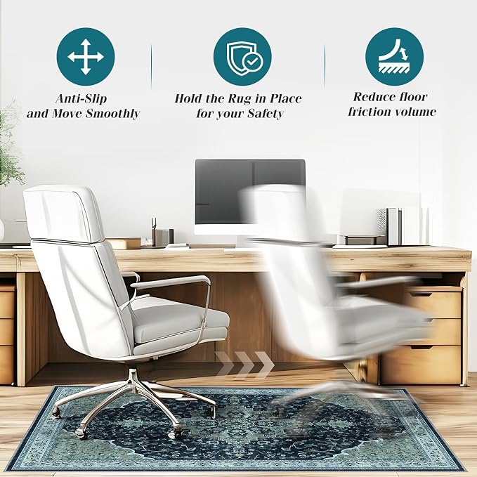 Office Chair Mat for Hardwood Floor&Tile Floor,36"X 48"-Black Gray | Heavy Duty Desk Chair Mat for Hard Floors,Under Desk Rug for Rolling Computer Chair,Anti Slip,Low Pile Carpet Floor