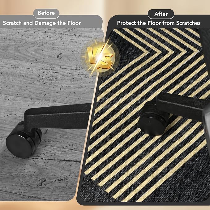 Office Chair Mat for Hardwood Floor&Tile Floor,36"X 48"-Geo Black | Heavy Duty Desk Chair Mat for Hard Floors,Under Desk Rug for Rolling Computer Chair,Anti Slip,Low Pile Carpet Floor