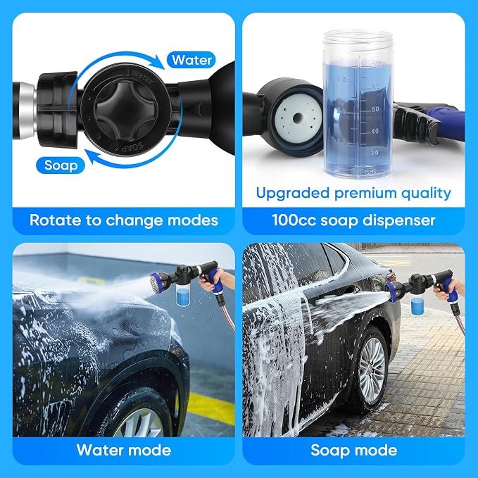 Dog Shower Attachment Water Hose Nozzle Sprayer Set | with Metal 3-Way Diverter & 6.6 Ft Long Hose, Tub Faucet for Shower Arm Easy Faucet Pup Pet Bathing Sprayer Washer Kit