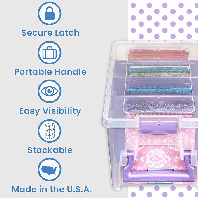 ArtBin Semi Satchel Portable Craft Organizer with 3 Dividers - Clear Plastic Storage Case for Art & Craft Supplies | 3 Removable Dividers, 15.2 x 8 x 6.2 Inches, Secure Latches, Carry Handle, Clear Durable Polypropylene
