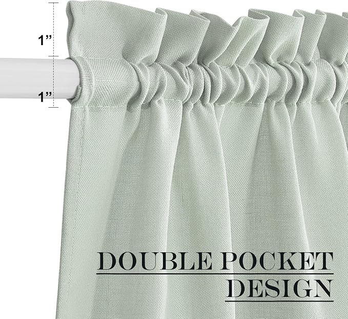 NICETOWN Sage Green Linen Window Sheer French Door Curtain for Privacy | Light Filtering, Rod Pocket Window Covering for Patio Glass Front with Tieback, W52 x L72 inch, 1 Panel