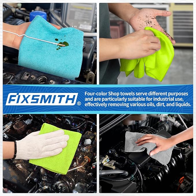 Shop Towels, Microfiber Cleaning Cloth Bulk, 200 Pack Microfiber Towels for Cars, All-Purpose Absorbent Cleaning Rags, Dust Cloth for Automotive, Mechanic, Garage, Bar, 11.5 x 11.5 inch