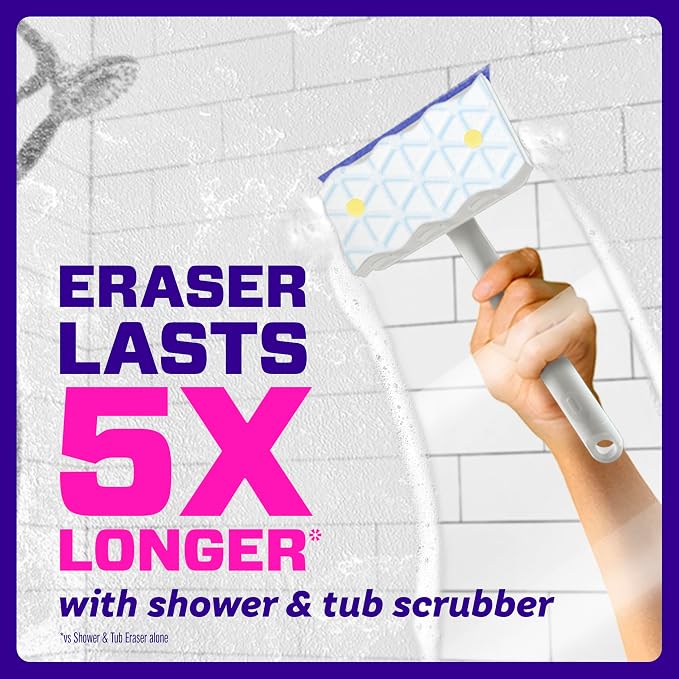 Mr. Clean Magic Eraser Sponge, Bathroom, Shower, Tub Cleaner, Soap Scum Remover, Bathroom Cleaning Supplies, Dawn Cleaning Power with Lemon Scent, Shower & Tub, 6ct (Pack of 4)