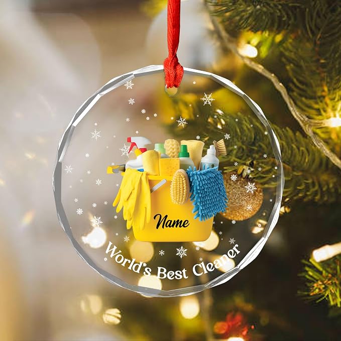 Personalized Cleaning Tools Ornament, Custom Housekeeping Christmas Tree Decoration, Holiday Keepsake Gift for Cleaners, Janitors, Pressure Washers, Housekeepers, Maids and Cleaning Lovers (Clean 1)