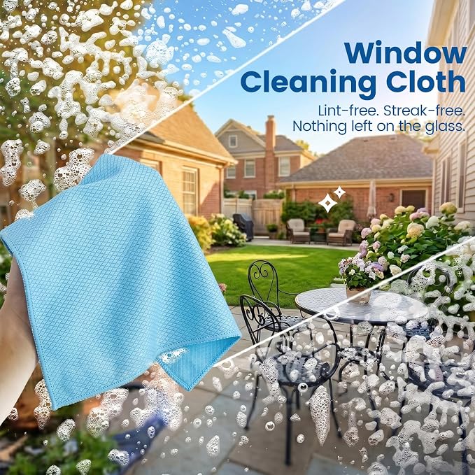 Niveaya Microfiber Glass Cleaning Cloth, Reusable Fish Scale Cloth 8 Pack | Streak Free Lint Free Cleaning Towels, Quick Drying Polishing Cloth for Window, Kitchen, Shower, Stainless Steel, Auto